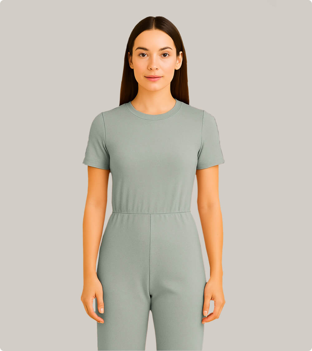 Short Sleeve Knit Jumpsuit