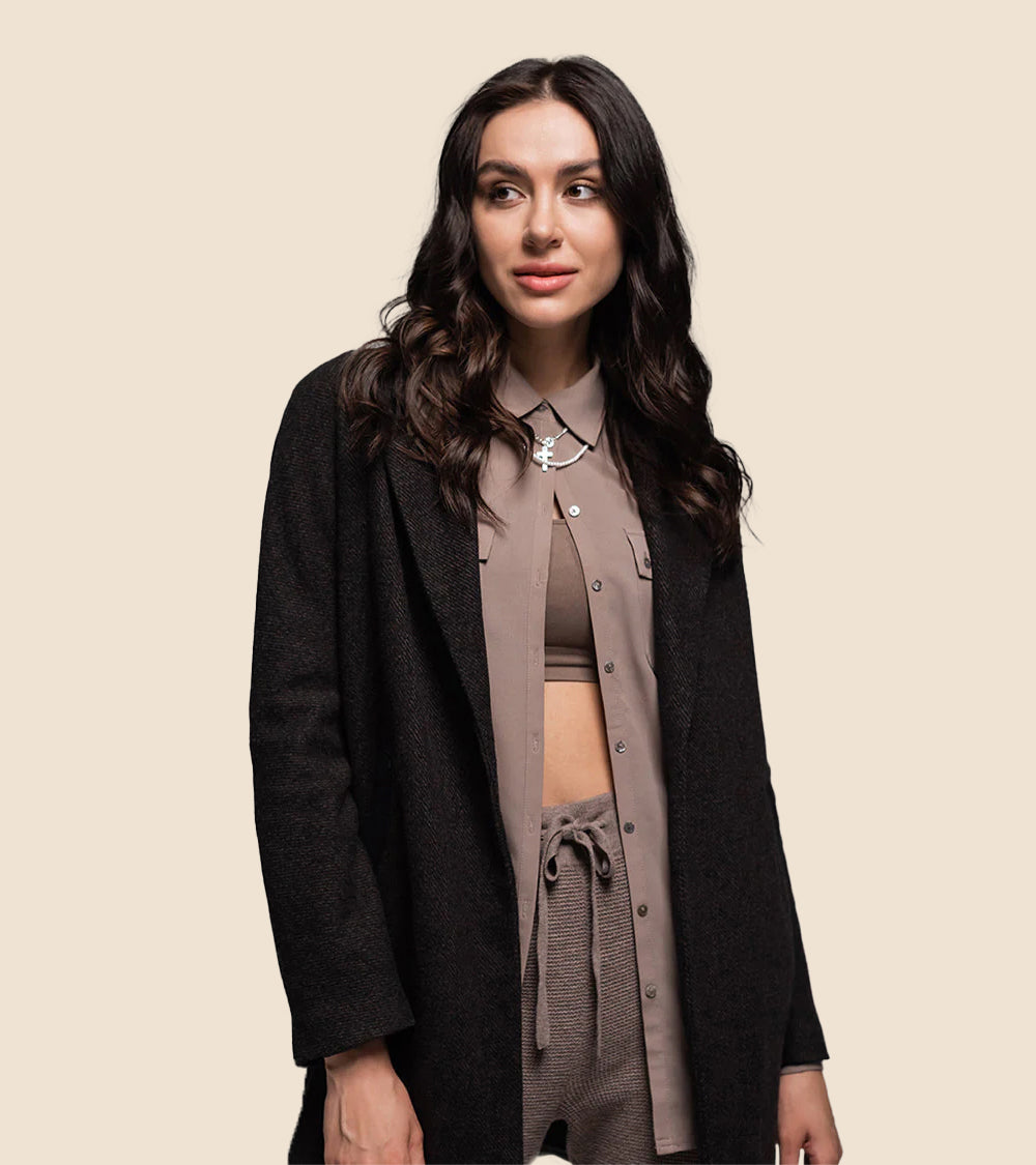 Women coat with brown shirt