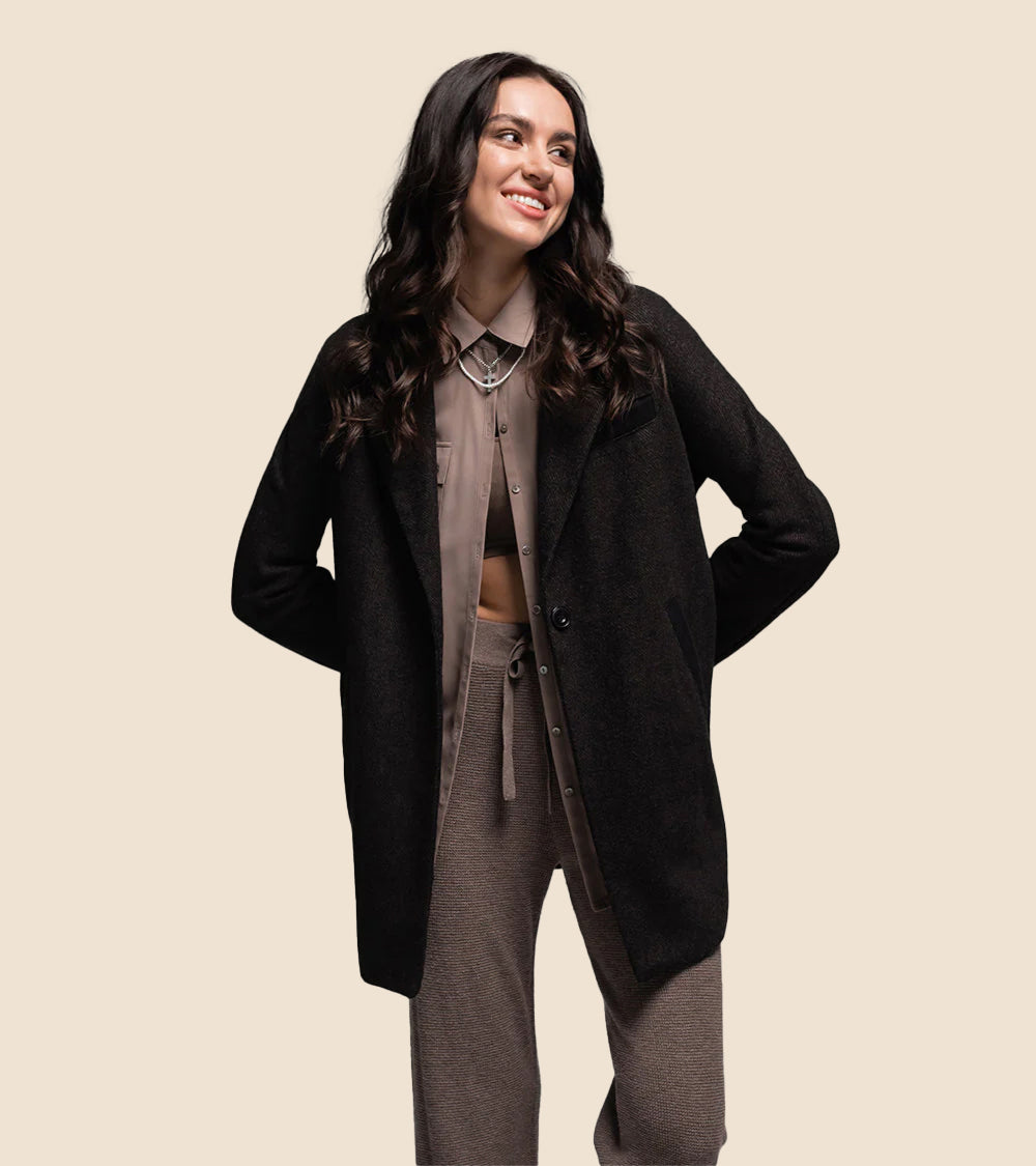 Women coat with brown shirt