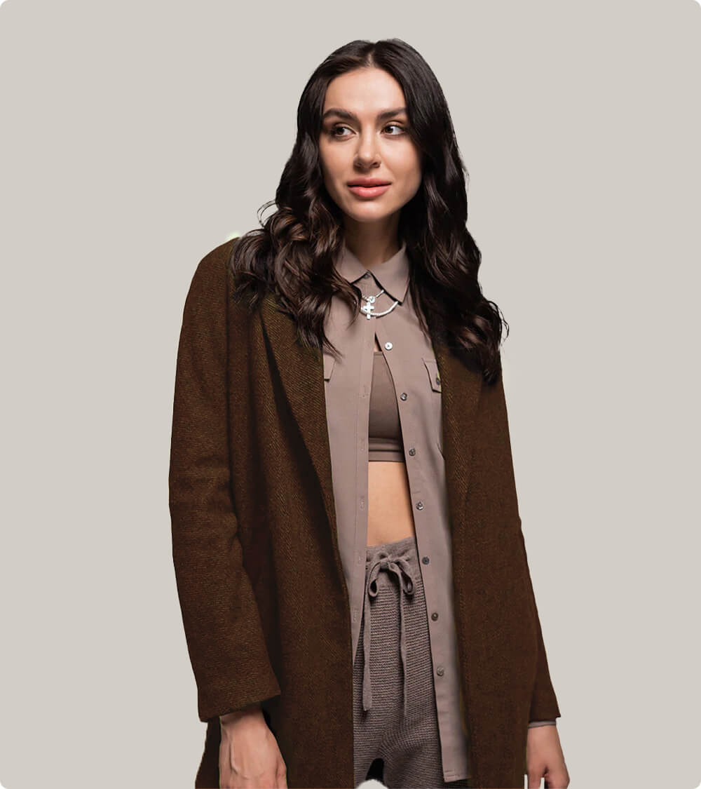 Women Coat With Brown Shirt