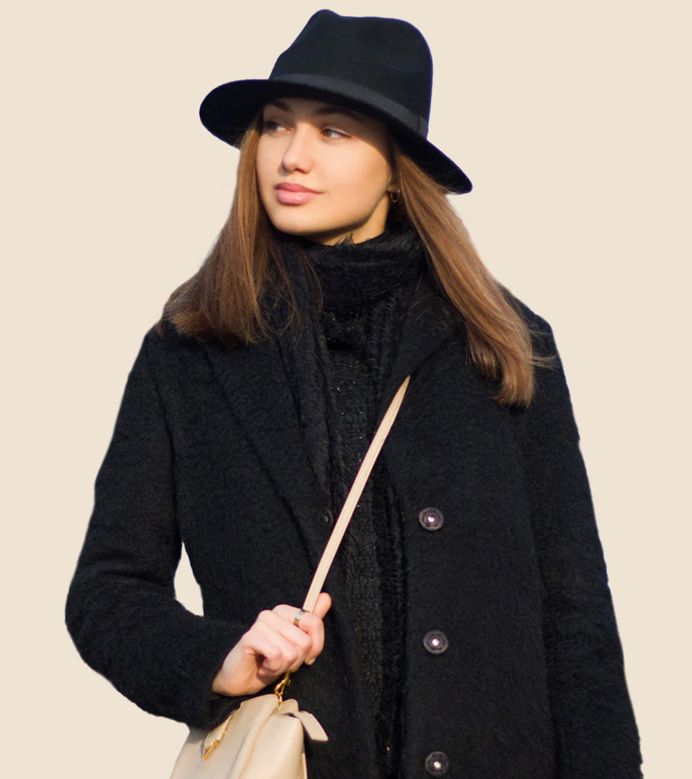 Women Black Longline Overcoat