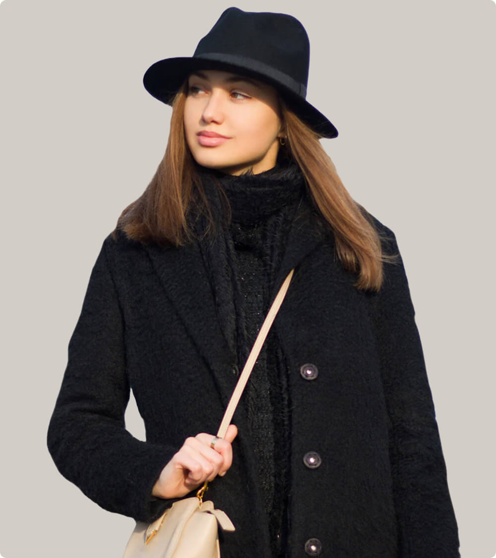 Women Black Longline Overcoat