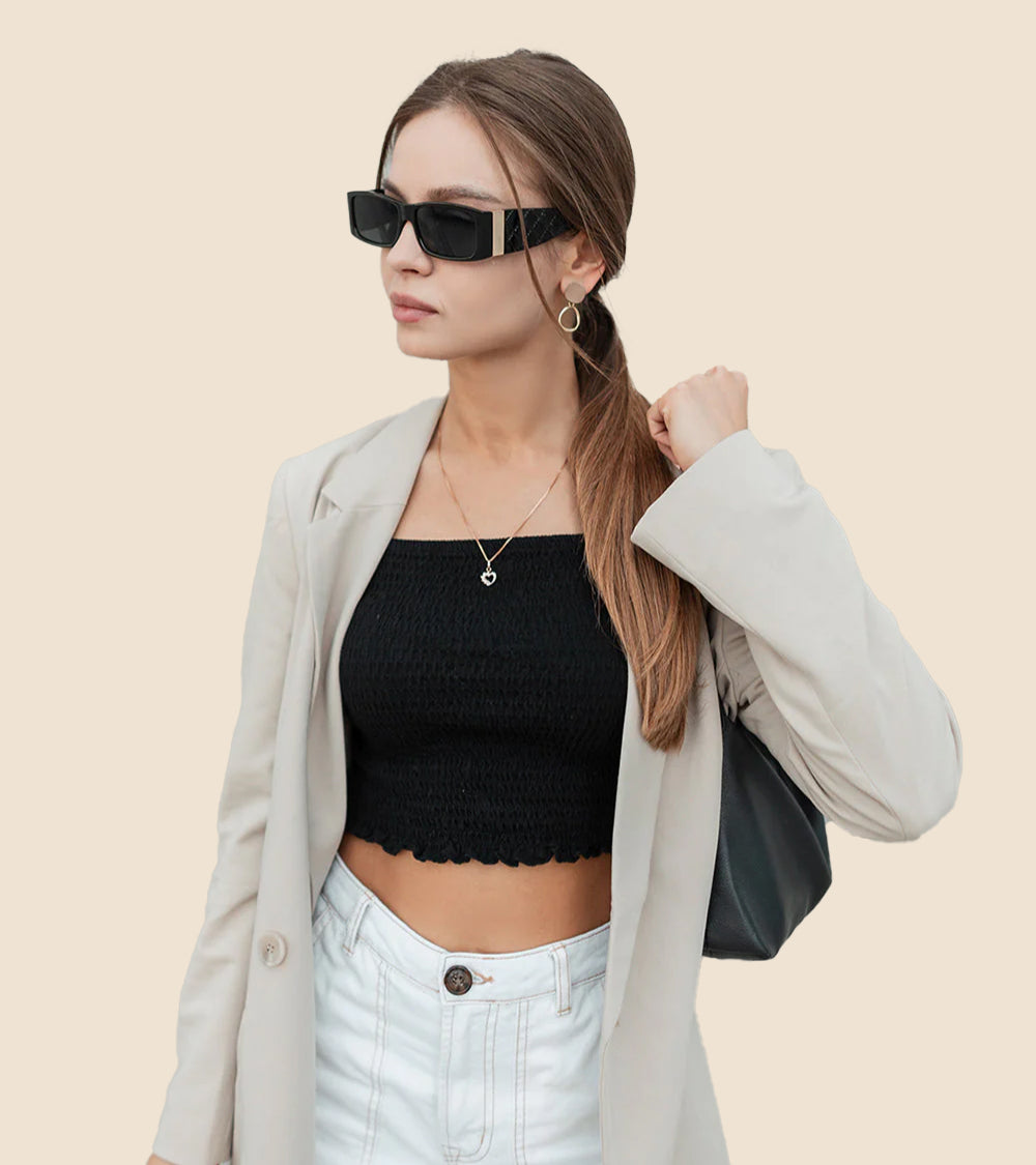 Black Blouson Crop Top