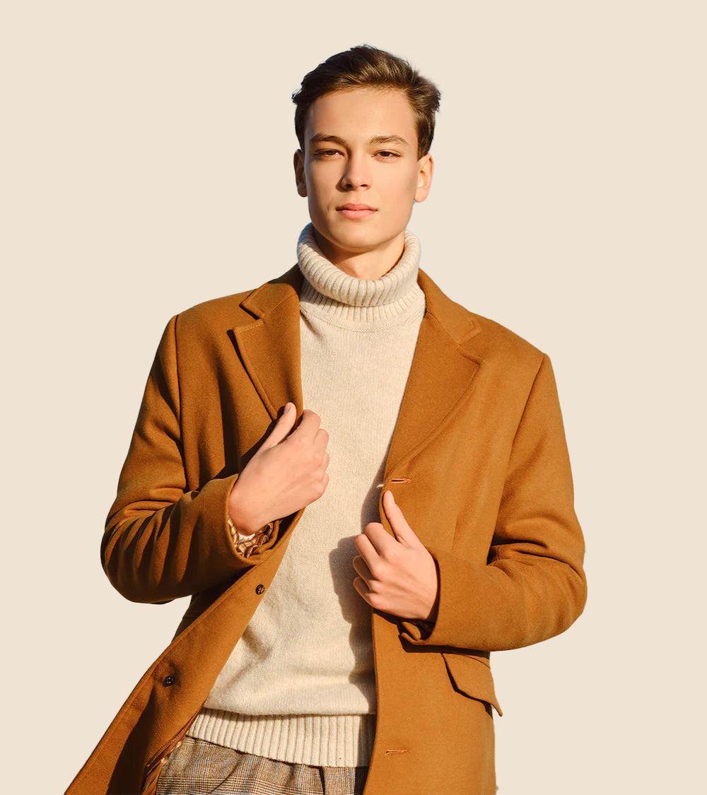 Men brown long coat