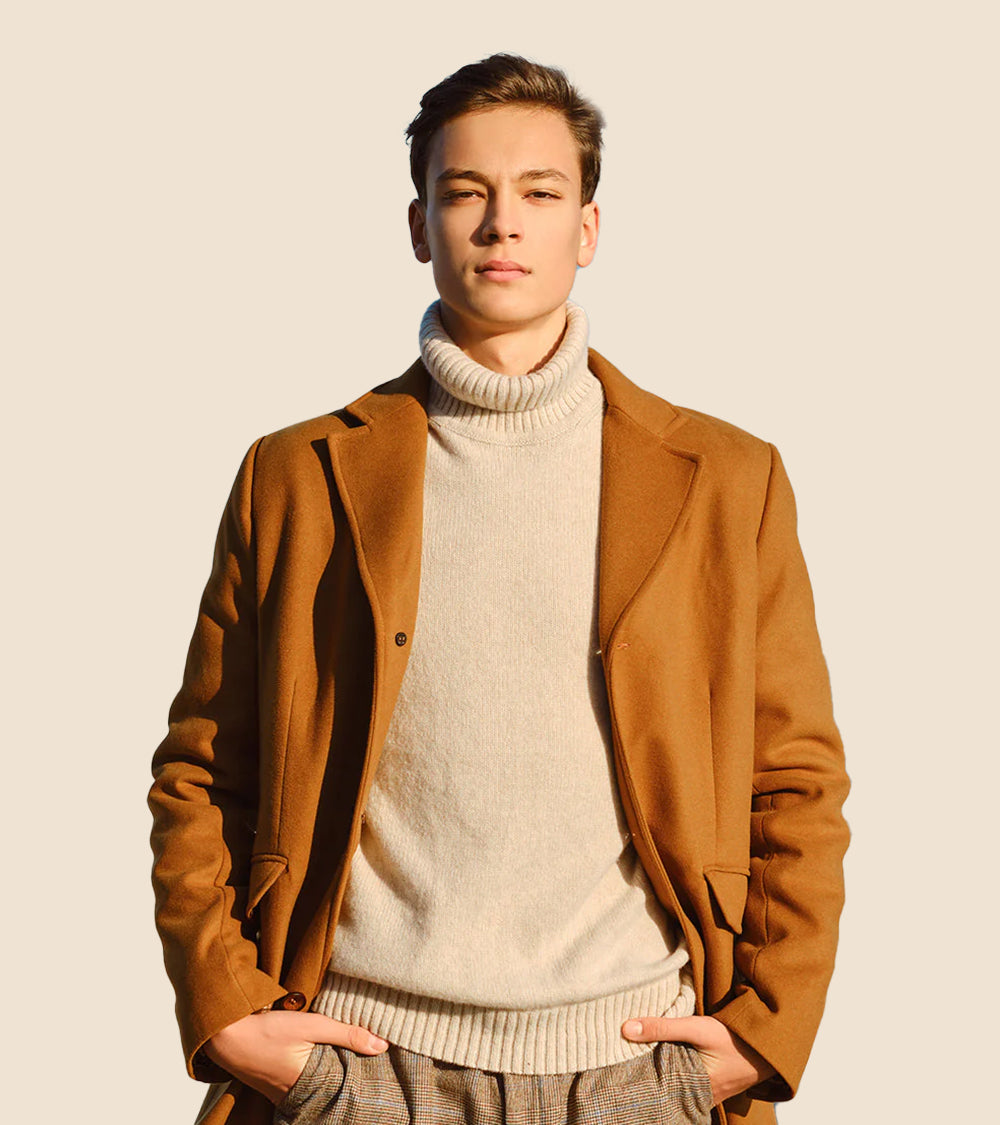 Men brown long coat