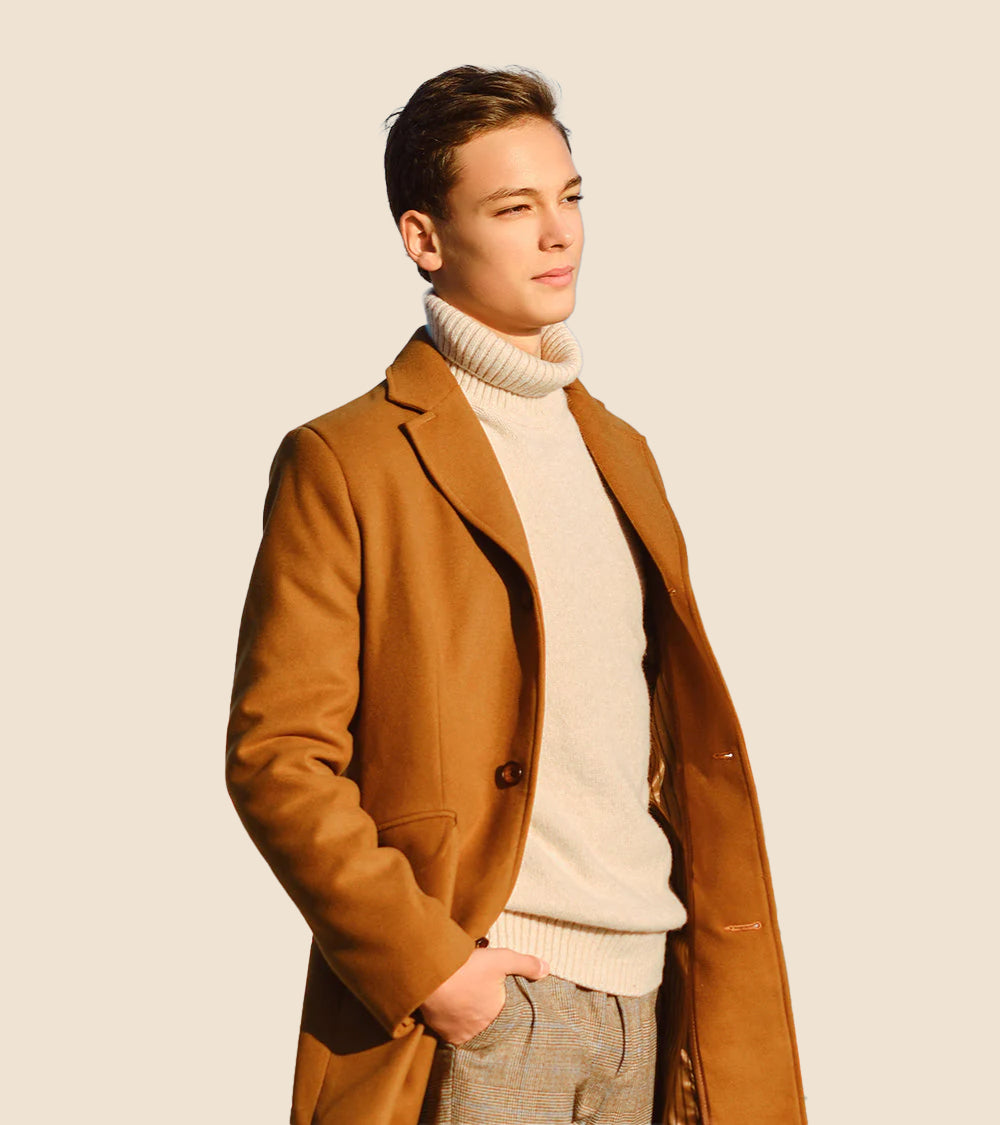 Men brown long coat