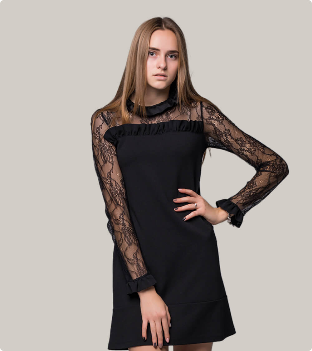 Women Black High-Neck Dress