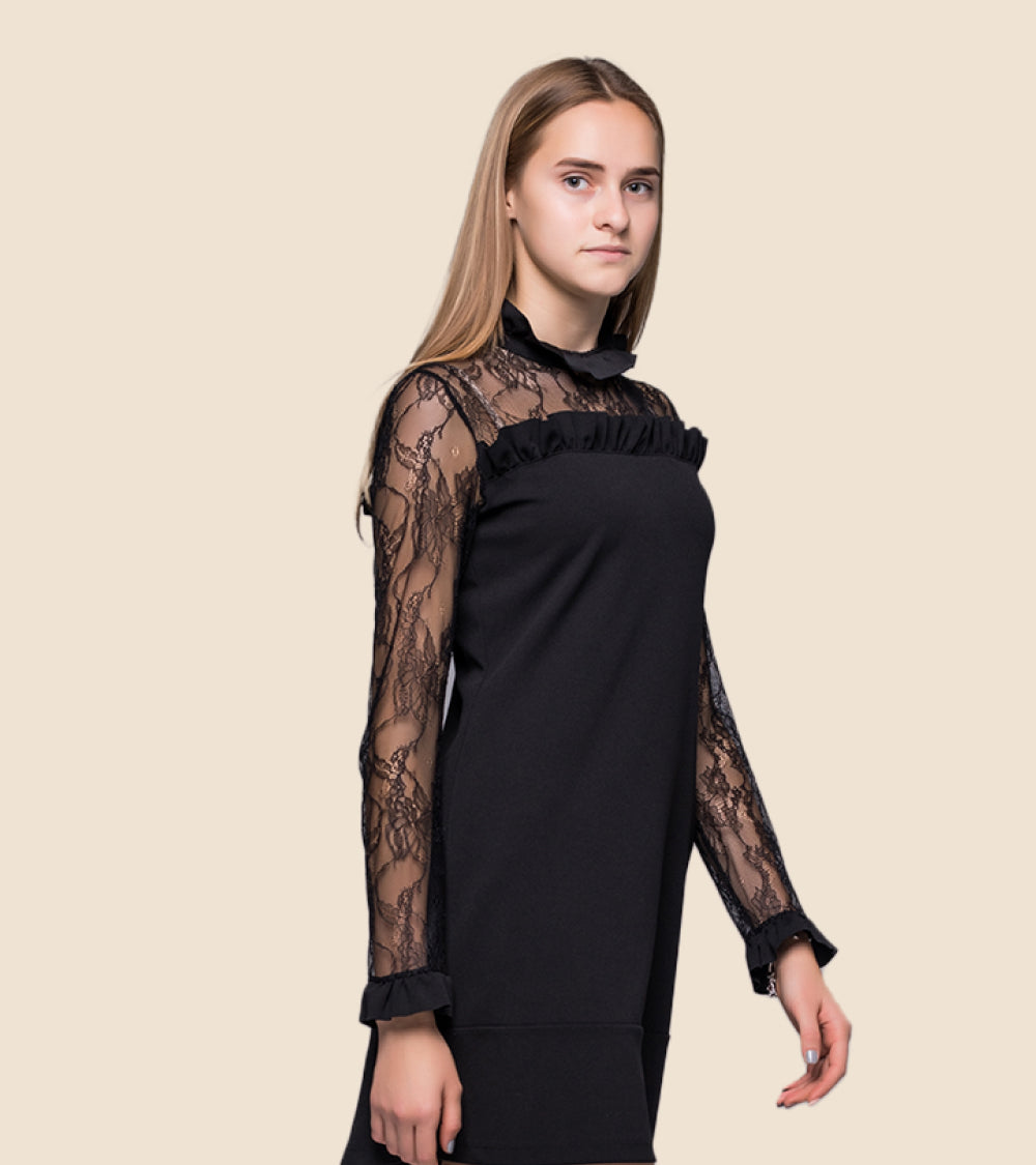 Women black high-neck dress