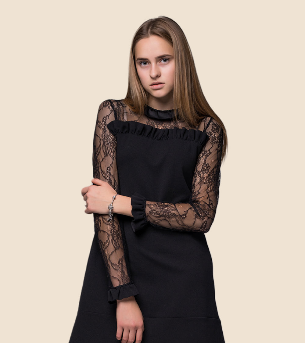 Women black high-neck dress