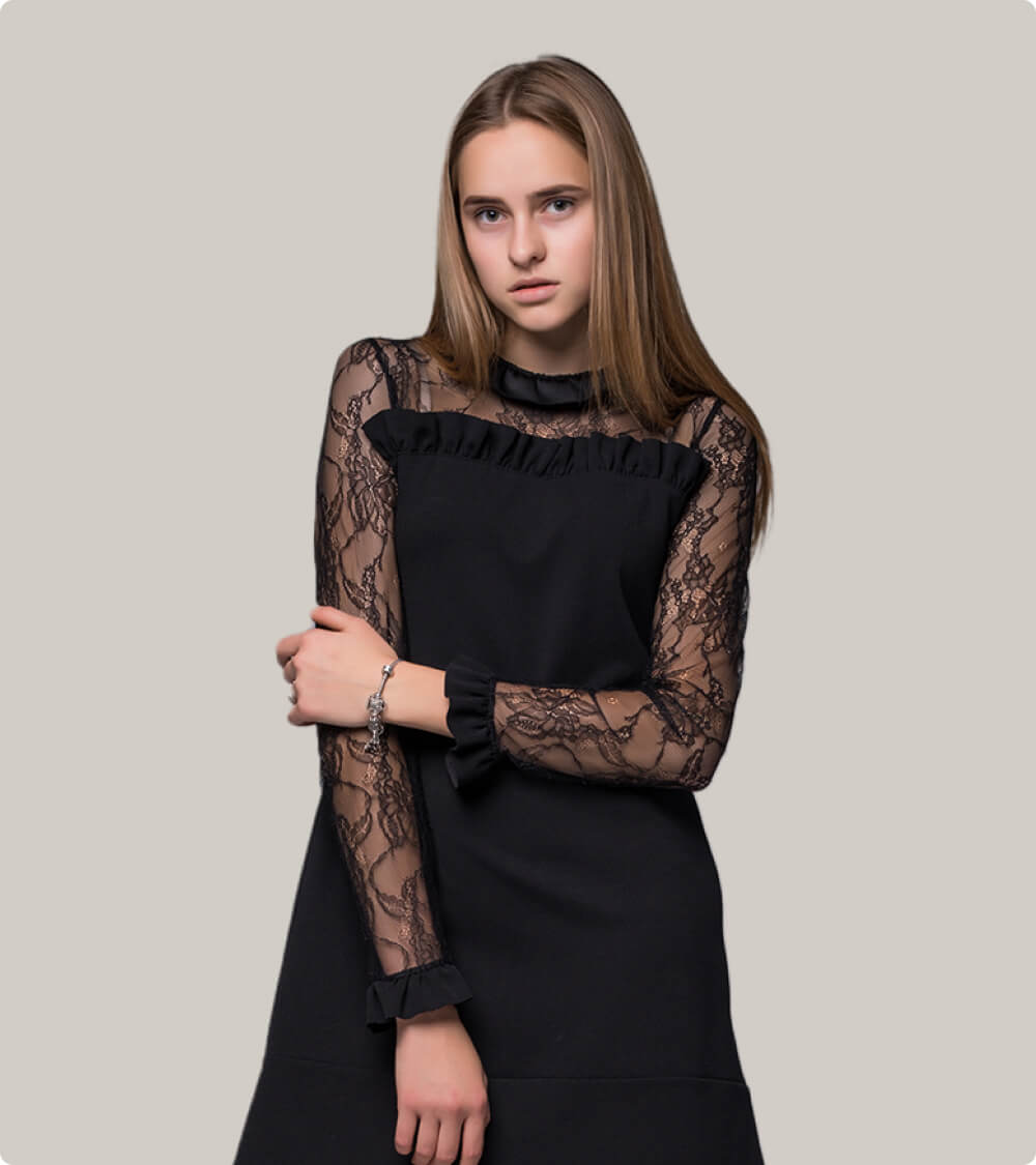 Women Black High-Neck Dress